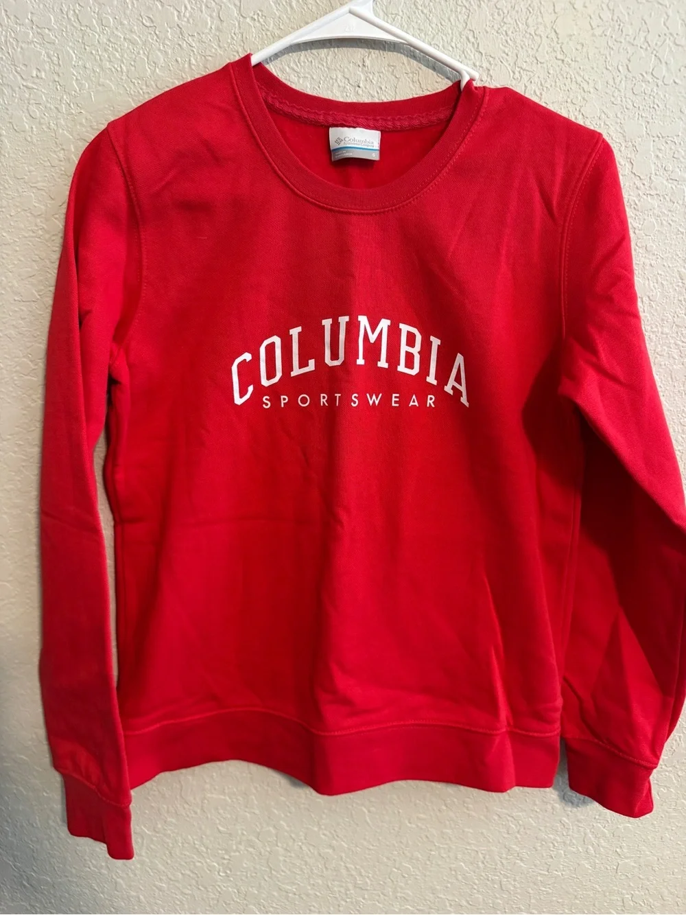 Columbia Red Pullover Crewneck Sweatshirt with White Logo